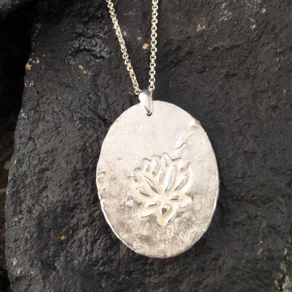 Rough Silver Lotus Necklace