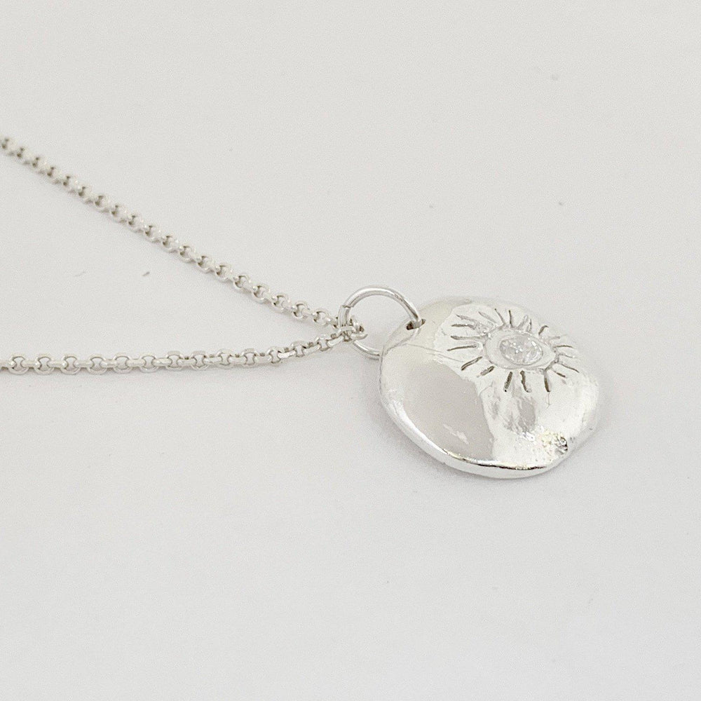 Hand Carved Silver Sun Necklace-Necklaces-Mechele Anna Jewelry