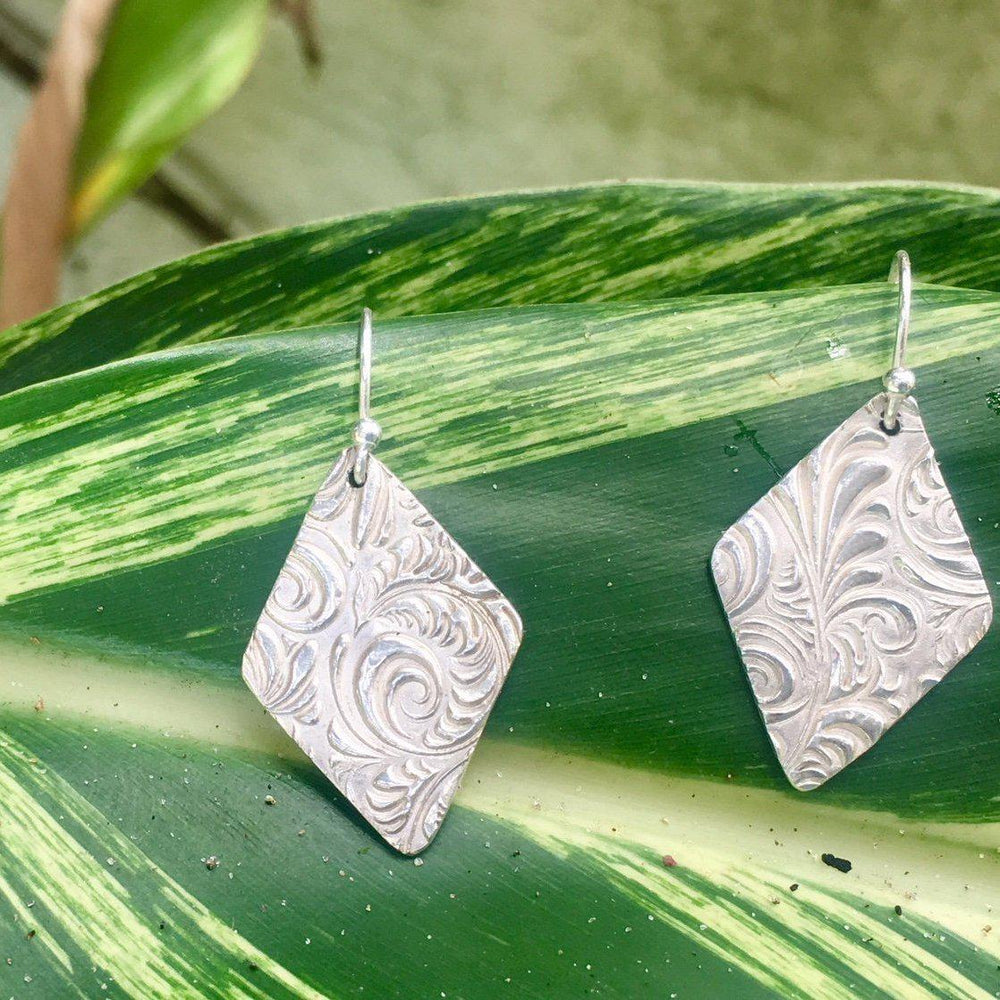 Diamond Silver Swirl Earrings-Earrings-Mechele Anna Jewelry