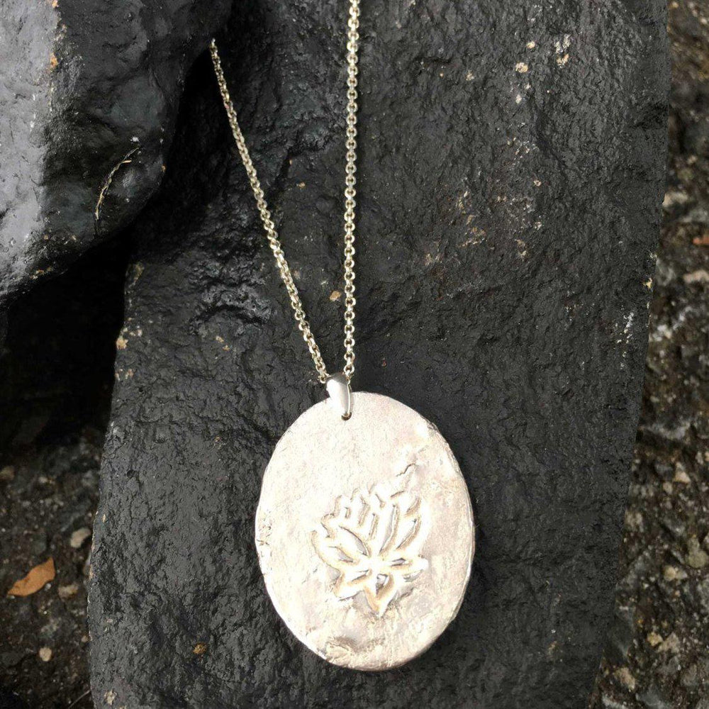 Rough Silver Lotus Necklace-Jewelry > Necklaces-Mechele Anna Jewelry