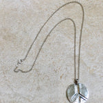 Peace sign necklace silver Peace necklace Round silver necklace - large round silver necklace, silver abstract necklace, lace, silver circle