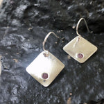Silver & Raw Ruby Earrings-Jewelry > Earrings > Dangle & Drop Earrings-Mechele Anna Jewelry