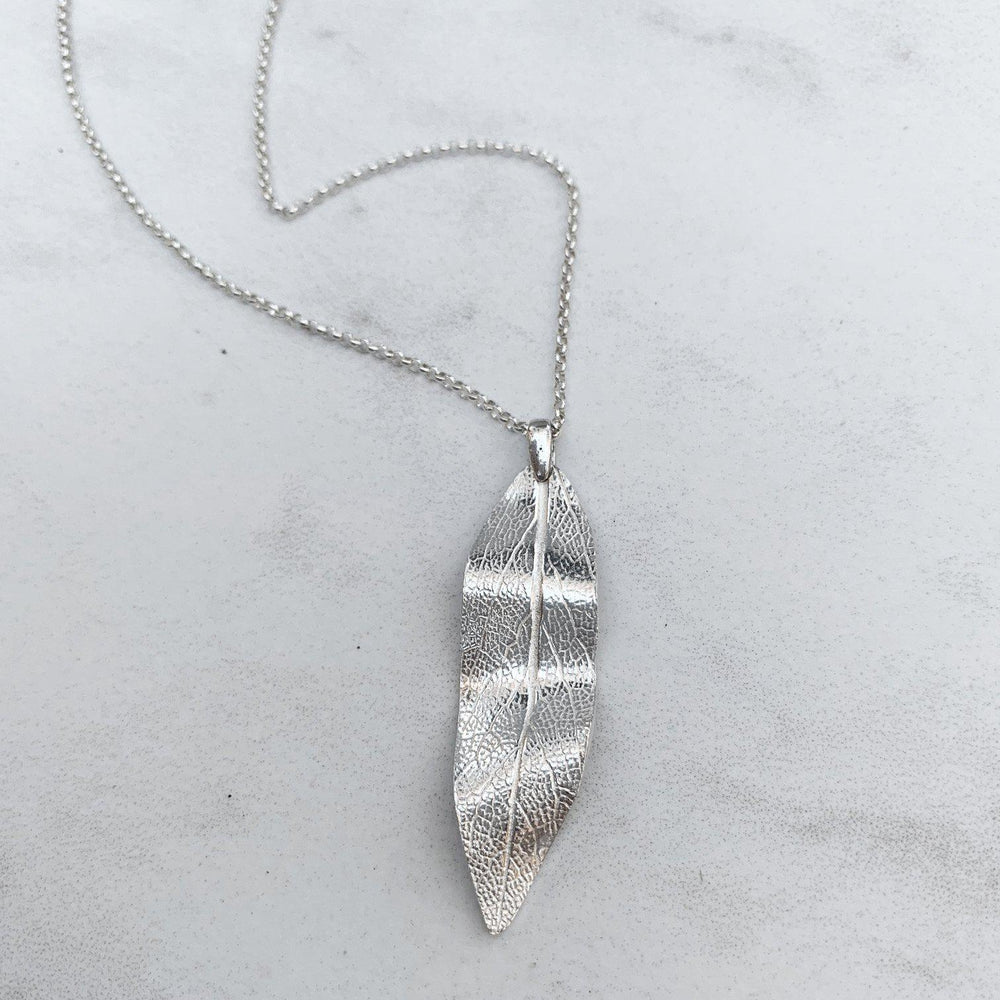 Silver Sage Leaf Necklace-Necklaces-Mechele Anna Jewelry